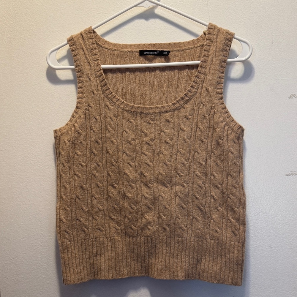 Atmosphere Ribbed Tan Sweater Top